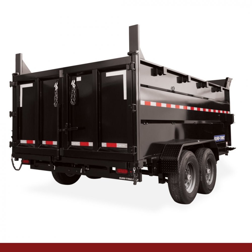 82" x 14 Sure-Trac Dump - HD LOW PROFILE W/ 4' SIDES Hydraulic Dump Trailer