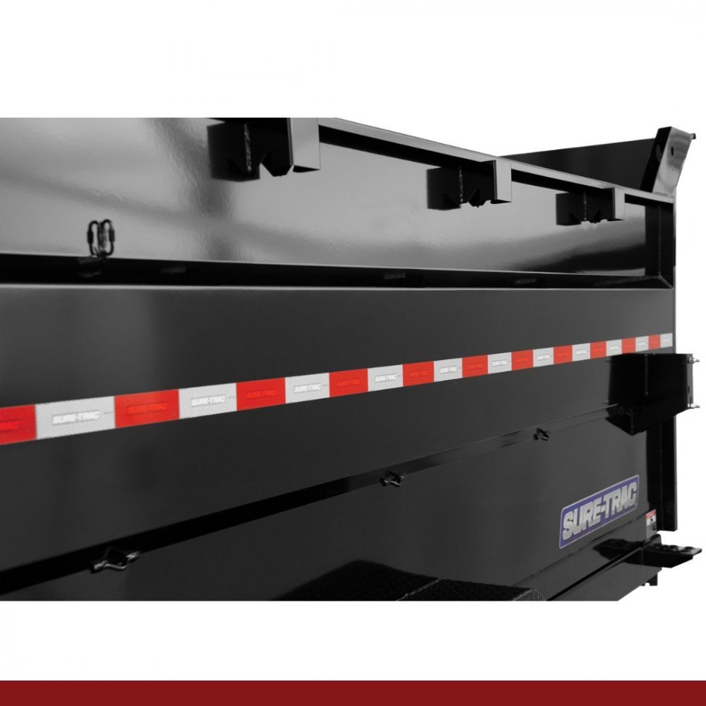 82" x 16 Sure-Trac Dump - HD LOW PROFILE W/ 4' SIDES Hydraulic Dump Trailer