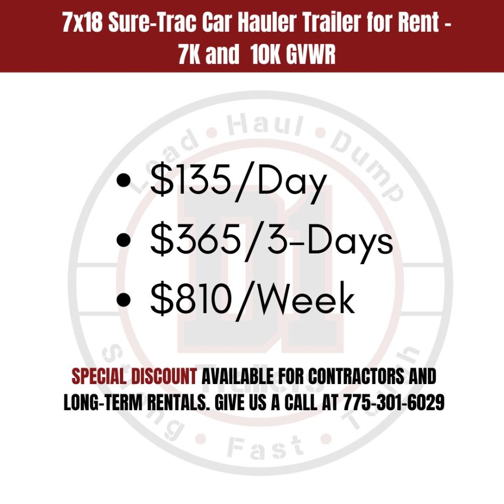 7x18 Sure-Trac Car Hauler Trailer for Rent - 7K GVWR