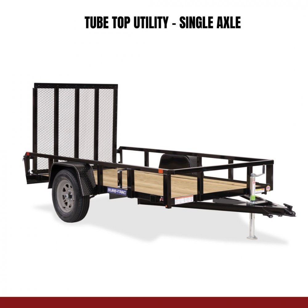 7x12 Sure-Trac Tube Top Utility Trailer - 3K GVWR | Black | For Sale in Carson City, NV