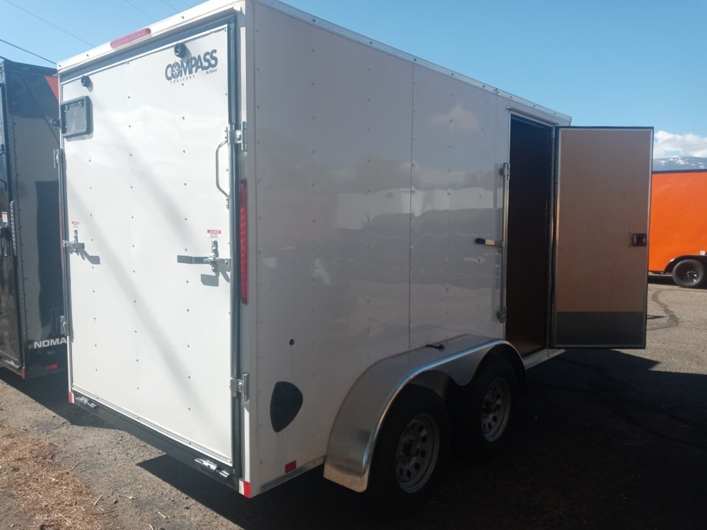 6x12 Compass Indigo DLX Flat Top V-Nose Enclosed Trailer - 7K GVWR | White Exterior