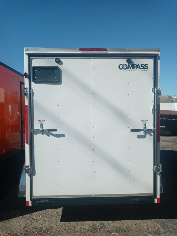 6x12 Compass Indigo DLX Flat Top V-Nose Enclosed Trailer - 7K GVWR | White Exterior