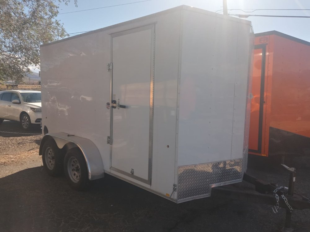 6x12 Compass Indigo DLX Flat Top V-Nose Enclosed Trailer - 7K GVWR | White Exterior