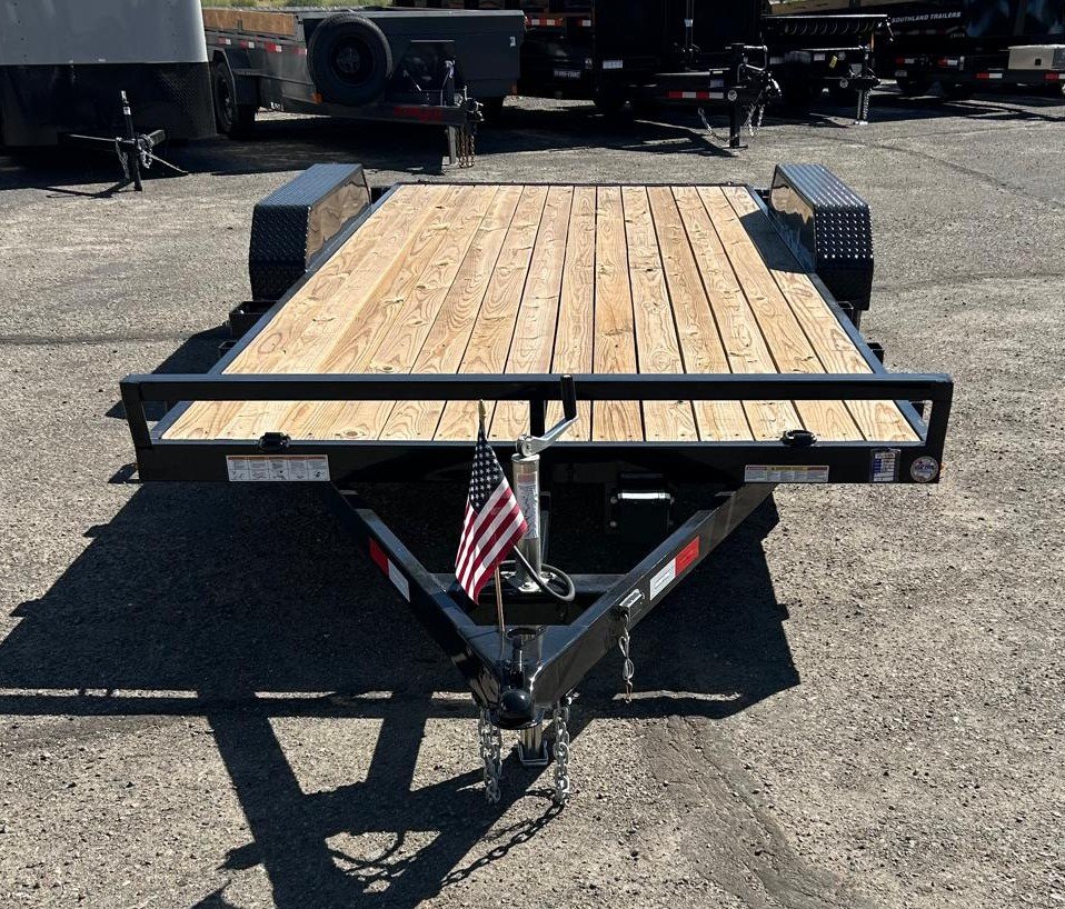 7x18 (16+2) Sure-Trac C-Channel Wood Deck Car Hauler Trailer 7K GVWR - Black | Carson City, NV