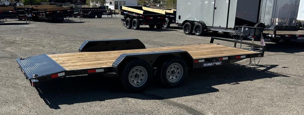 7x18 (16+2) Sure-Trac C-Channel Wood Deck Car Hauler Trailer 7K GVWR - Black | Carson City, NV