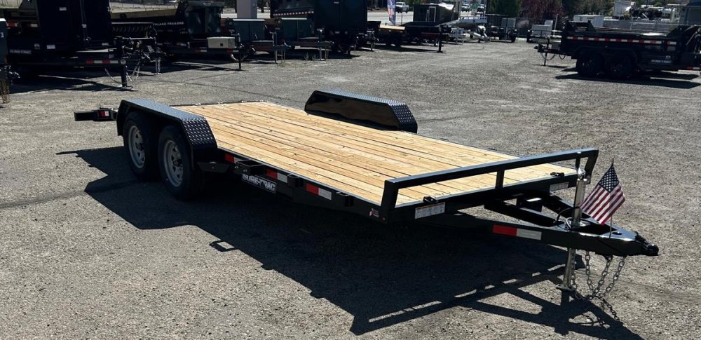 7x18 (16+2) Sure-Trac C-Channel Wood Deck Car Hauler Trailer 7K GVWR - Black | Carson City, NV