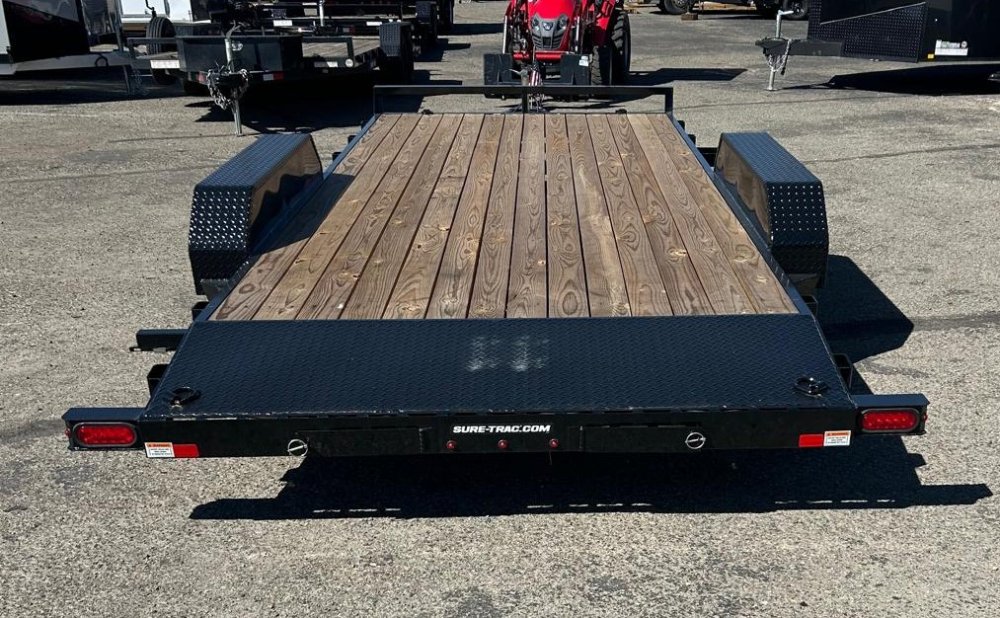 7x18 (16+2) Sure-Trac C-Channel Wood Deck Car Hauler Trailer 7K GVWR - Black | Carson City, NV