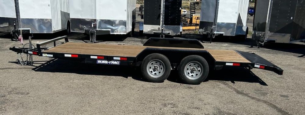 7x18 (16+2) Sure-Trac C-Channel Wood Deck Car Hauler Trailer 7K GVWR - Black | Carson City, NV
