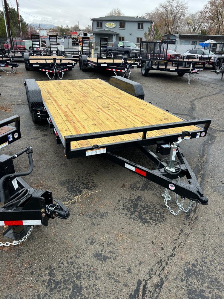 7x18 (16+2) Sure-Trac C-Channel Wood Deck Car Hauler Trailer 7K GVWR - Black | Carson City, NV