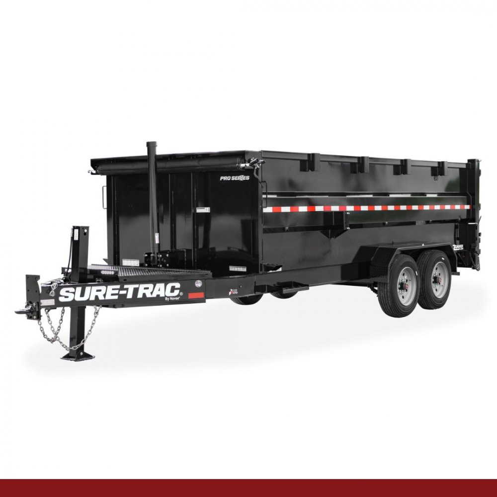 82" x 16, 15.4K Sure-Trac Dump - PRO SERIES TELESCOPIC 4' SIDES Hydraulic Dump Trailer