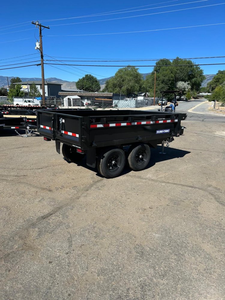 6x10 Sure-Trac Single Ram Deckover Dump Trailer with Fold-Down Sides - 10K GVWR - Black | Carson Cit