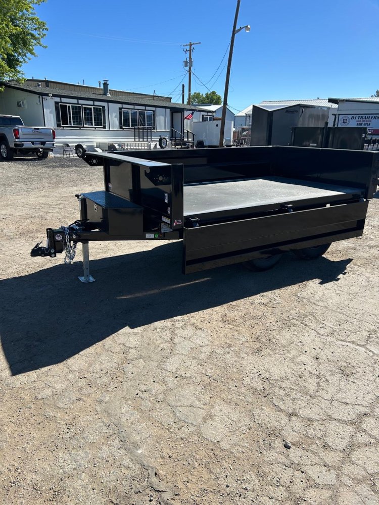 6x10 Sure-Trac Single Ram Deckover Dump Trailer with Fold-Down Sides - 10K GVWR - Black | Carson Cit