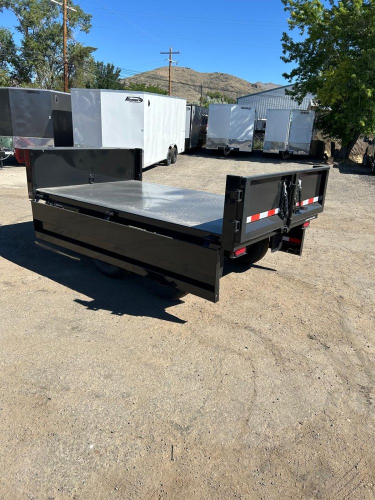 6x10 Sure-Trac Single Ram Deckover Dump Trailer with Fold-Down Sides - 10K GVWR - Black | Carson Cit