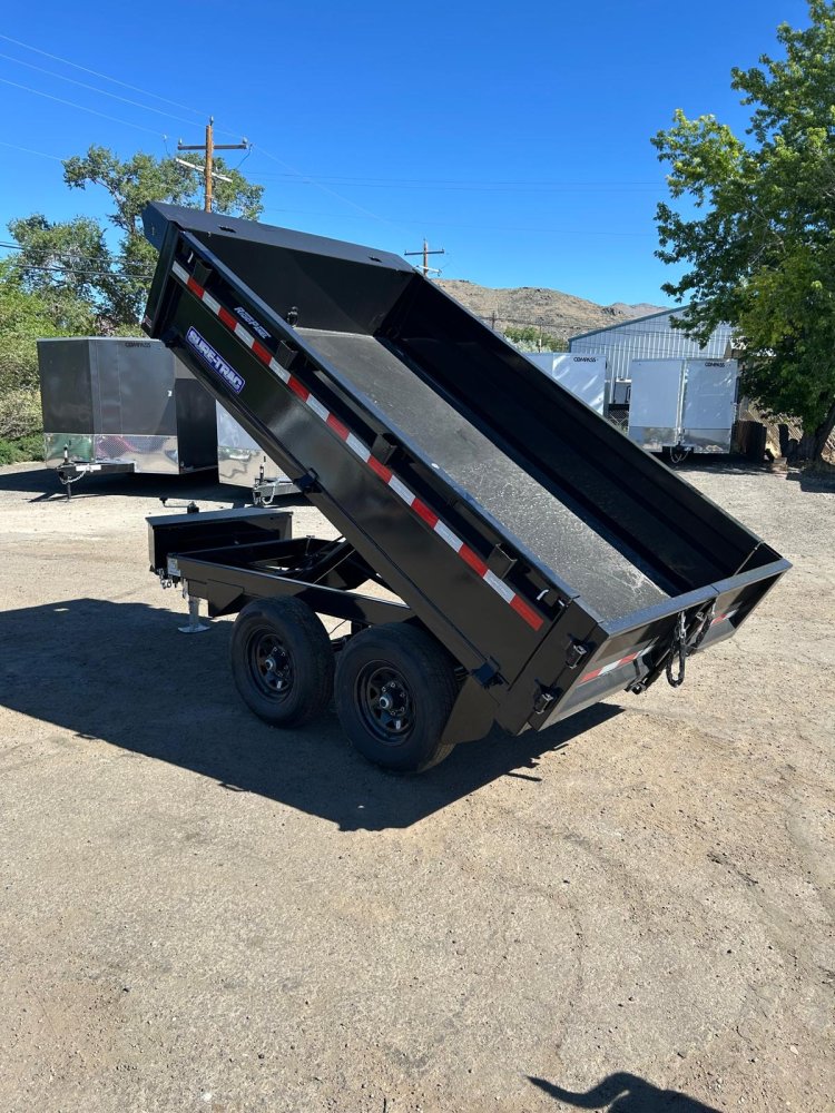 6x10 Sure-Trac Single Ram Deckover Dump Trailer with Fold-Down Sides - 10K GVWR - Black | Carson Cit
