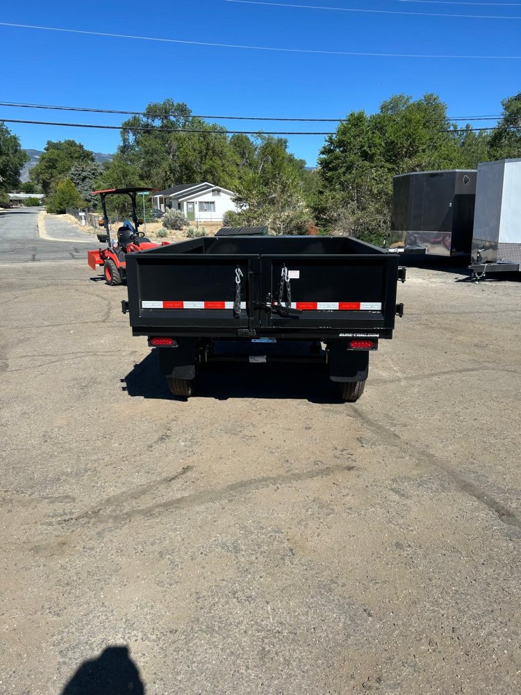 6x10 Sure-Trac Single Ram Deckover Dump Trailer with Fold-Down Sides - 10K GVWR - Black | Carson Cit
