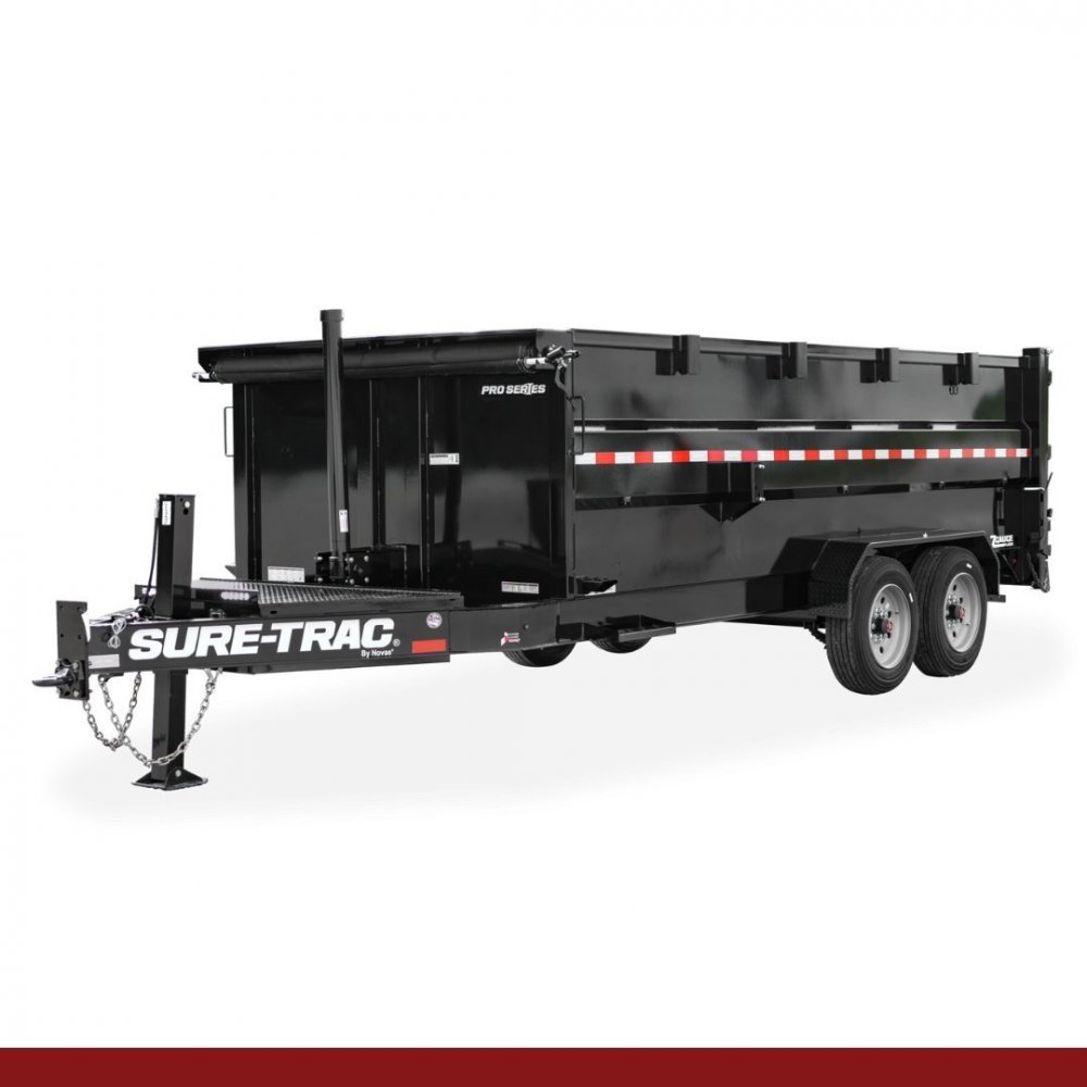 82" x 16, 17.6K Sure-Trac Dump - PRO SERIES TELESCOPIC 4' SIDES Hydraulic Dump Trailer