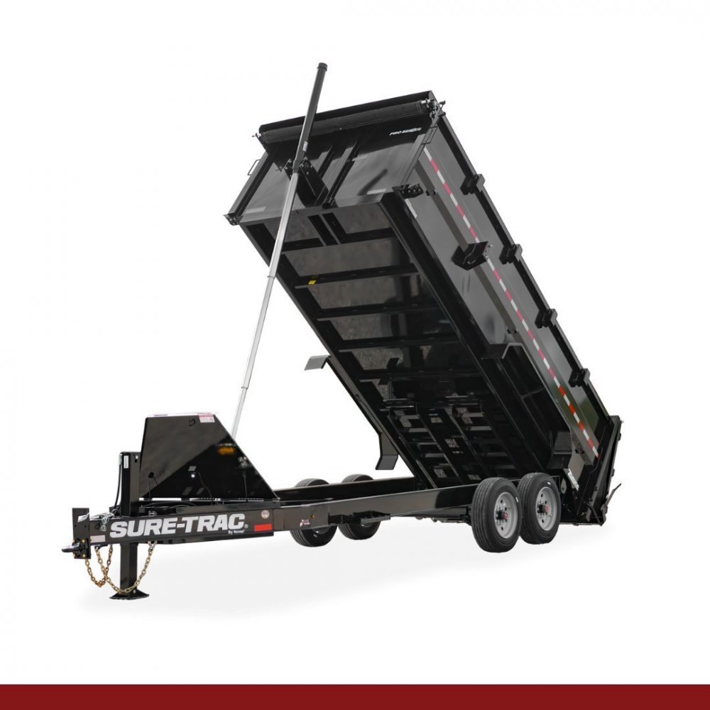 82" x 16, 17.6K Sure-Trac Dump - PRO SERIES TELESCOPIC 4' SIDES Hydraulic Dump Trailer