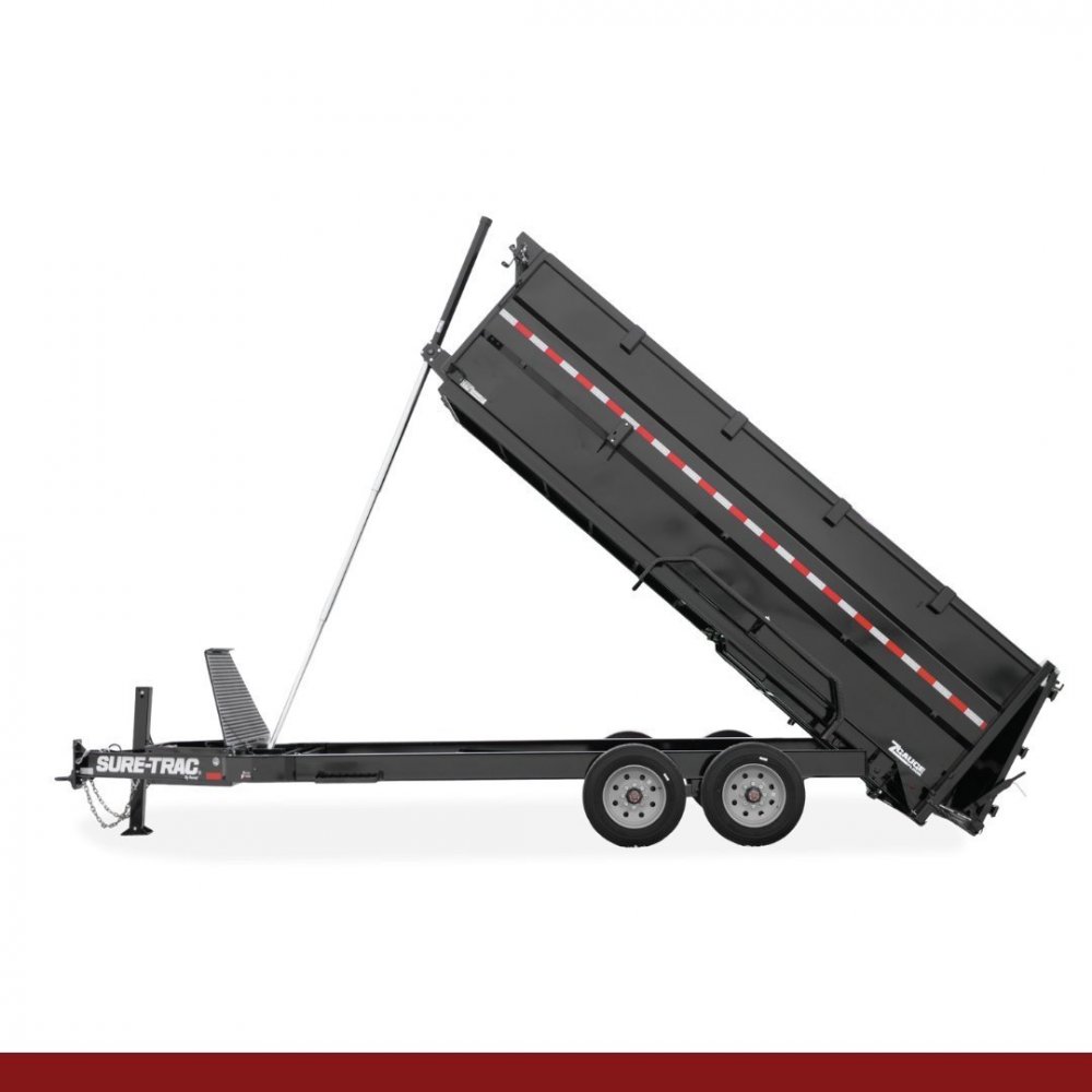 82" x 16, 17.6K Sure-Trac Dump - PRO SERIES TELESCOPIC 4' SIDES Hydraulic Dump Trailer
