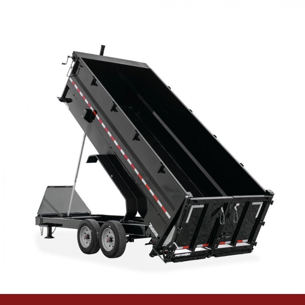 82" x 16, 17.6K Sure-Trac Dump - PRO SERIES TELESCOPIC 4' SIDES Hydraulic Dump Trailer