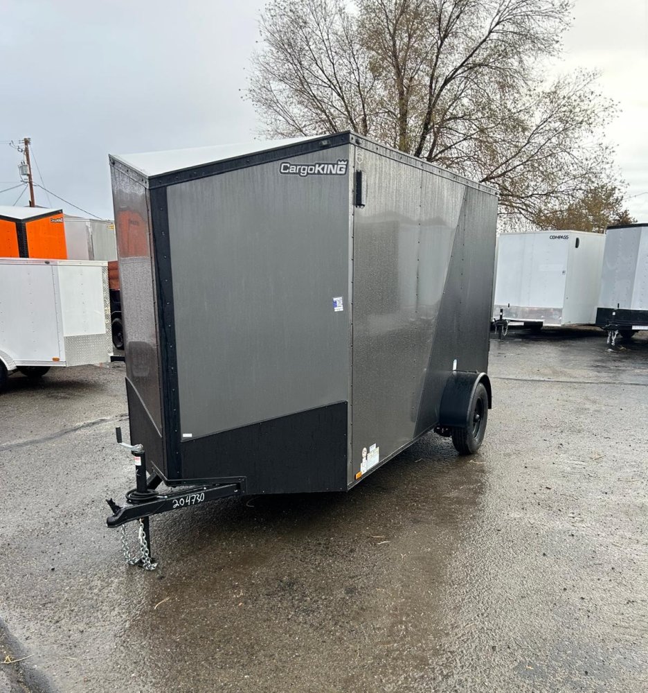 6x12 Cargo King Enclosed Trailer - Metallic Charcoal Gray & Black Cobra Skin | D1 Trailers Carson Ci