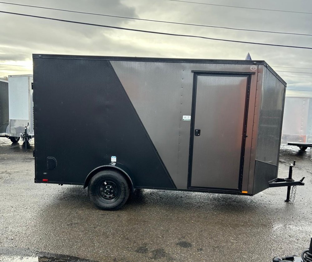 6x12 Cargo King Enclosed Trailer - Metallic Charcoal Gray & Black Cobra Skin | D1 Trailers Carson Ci
