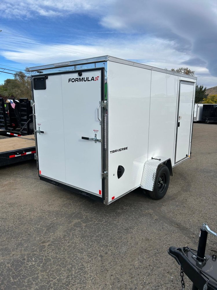 6' x 12' Formula Traverse Enclosed Cargo Trailer - White Composite