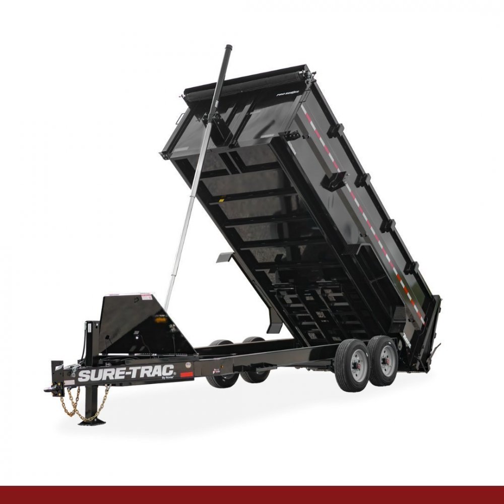 82" x 14, 22K Sure-Trac Dump - PRO SERIES TELESCOPIC 4' SIDES Hydraulic Dump Trailer