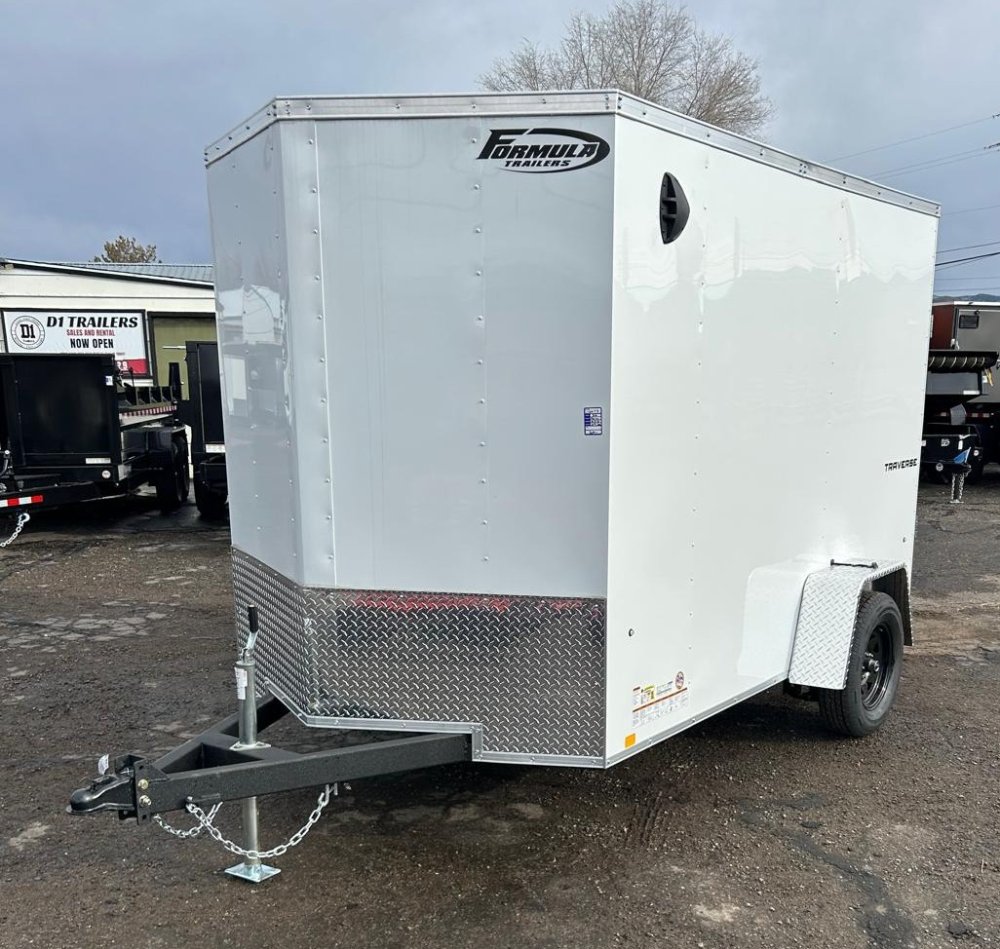 6x10 Traverse Flat Top V-Nose Enclosed Cargo Trailer 3K GVWR - White | Carson City, NV