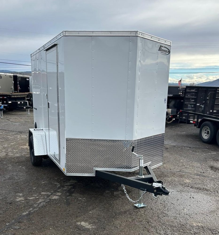 6x10 Traverse Flat Top V-Nose Enclosed Cargo Trailer 3K GVWR - White | Carson City, NV