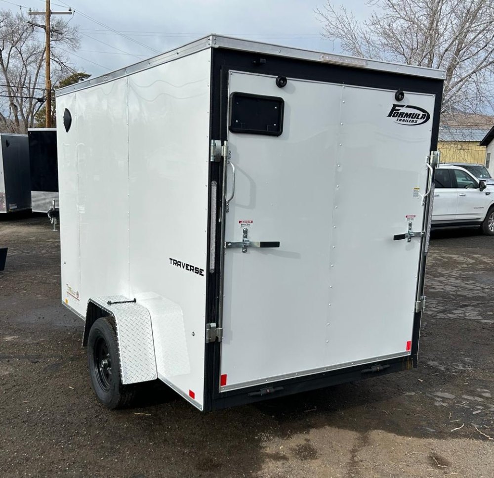 6x10 Traverse Flat Top V-Nose Enclosed Cargo Trailer 3K GVWR - White | Carson City, NV