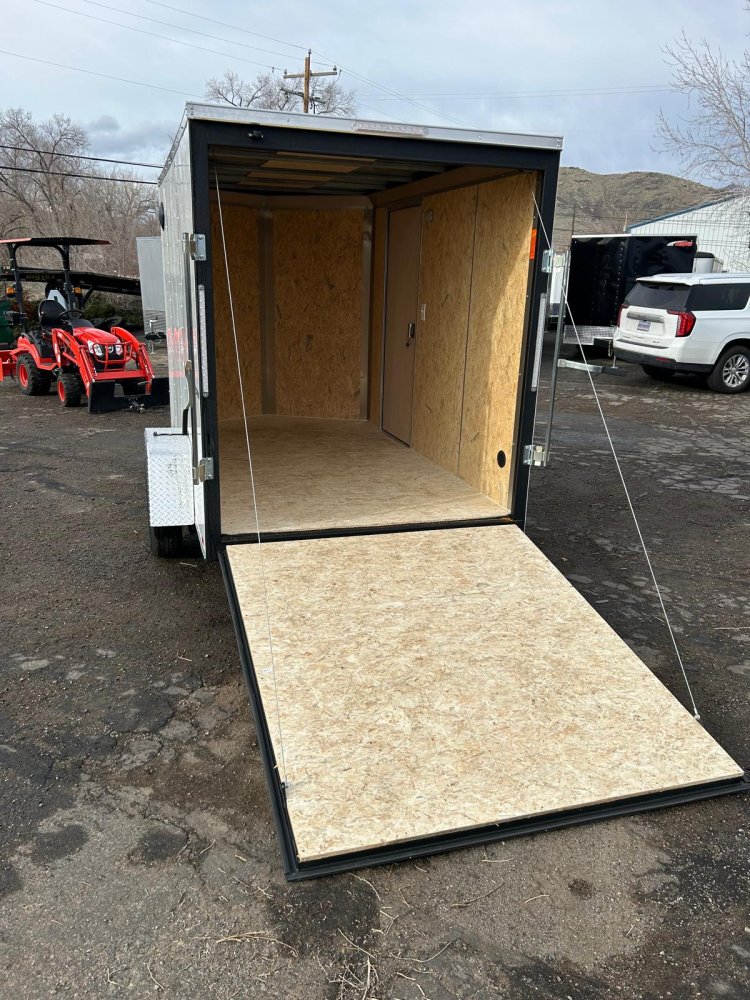 6x10 Traverse Flat Top V-Nose Enclosed Cargo Trailer 3K GVWR - White | Carson City, NV