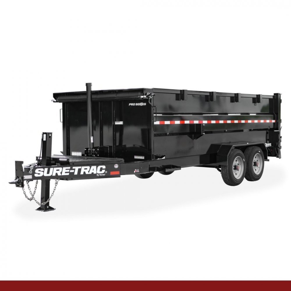 82" x 16, 22K Sure-Trac Dump - PRO SERIES TELESCOPIC 4' SIDES Hydraulic Dump Trailer