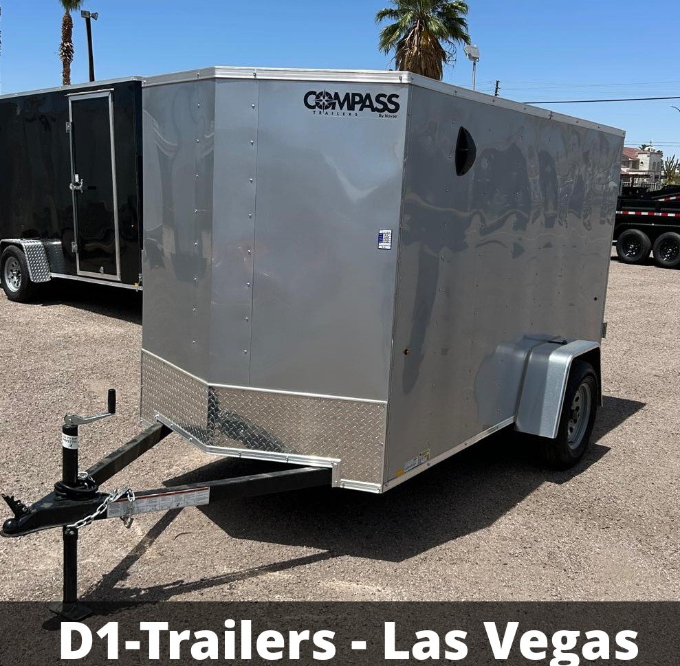 5x10 Indigo DLX Flat Top V-Nose Enclosed Cargo Trailer - Silver - For Sale in Las Vegas, NV