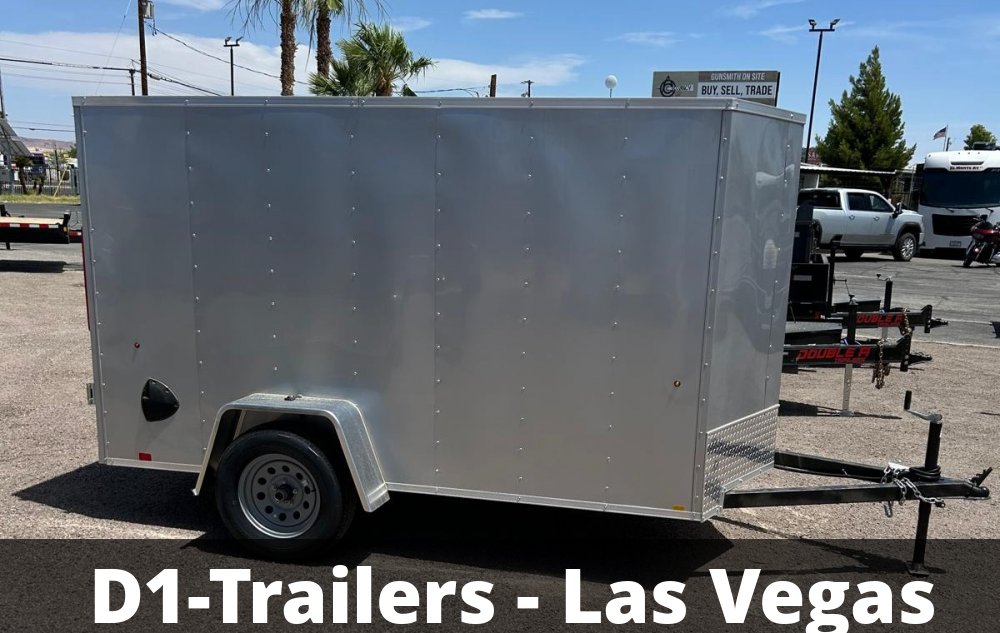 5x10 Indigo DLX Flat Top V-Nose Enclosed Cargo Trailer - Silver - For Sale in Las Vegas, NV