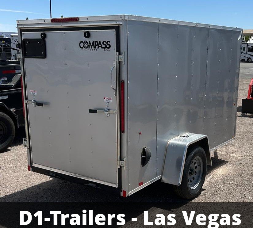 5x10 Indigo DLX Flat Top V-Nose Enclosed Cargo Trailer - Silver - For Sale in Las Vegas, NV
