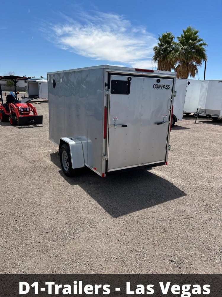 5x10 Indigo DLX Flat Top V-Nose Enclosed Cargo Trailer - Silver - For Sale in Las Vegas, NV