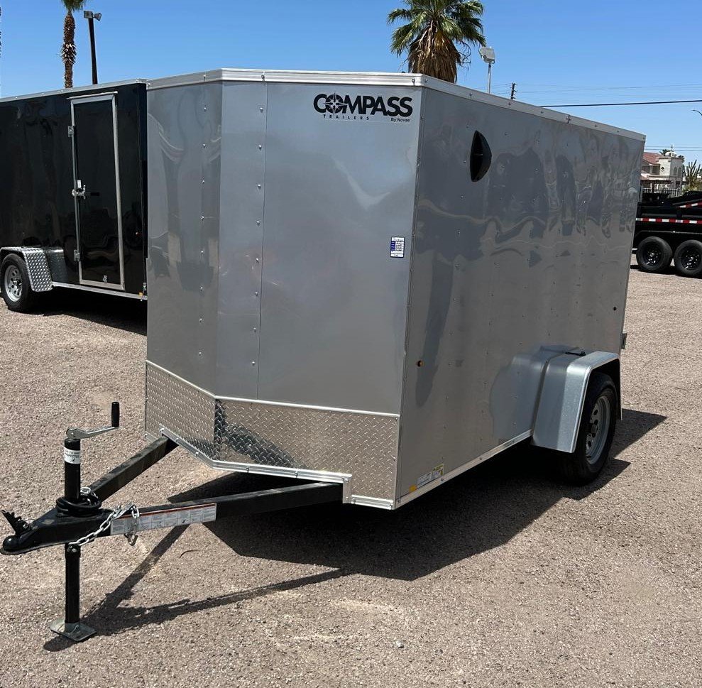 5x10 Indigo DLX Flat Top V-Nose Enclosed Cargo Trailer - Silver - For Sale in Las Vegas, NV