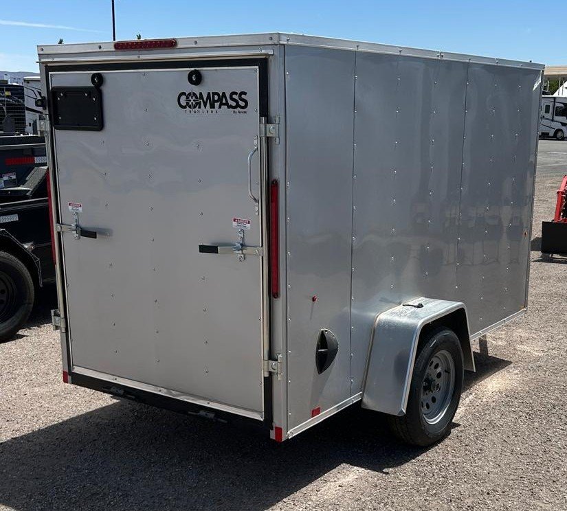 5x10 Indigo DLX Flat Top V-Nose Enclosed Cargo Trailer - Silver - For Sale in Las Vegas, NV