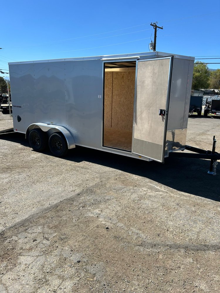 7x14 Traverse Flat Top V-Nose Enclosed Cargo Trailer 7K GVWR - Silver | Carson City, NV