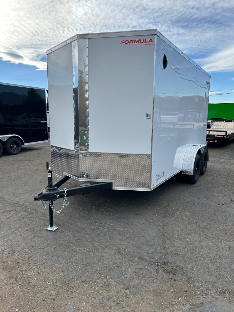 7' x 14' Formula Traverse Enclosed Cargo Trailer - White Composite