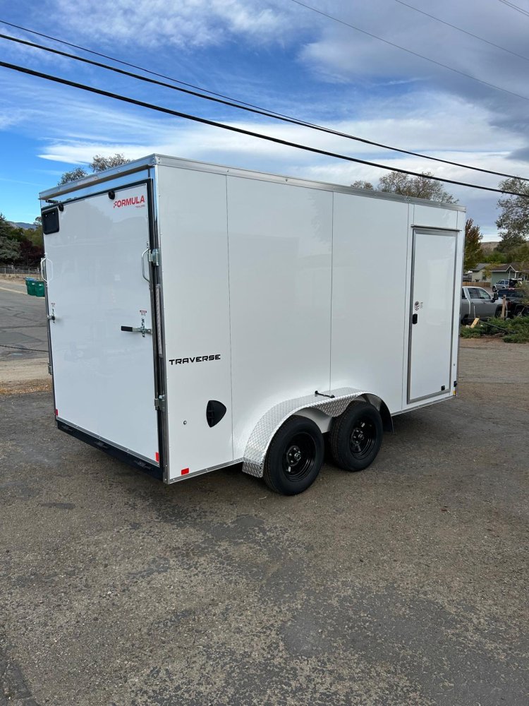 7' x 14' Formula Traverse Enclosed Cargo Trailer - White Composite