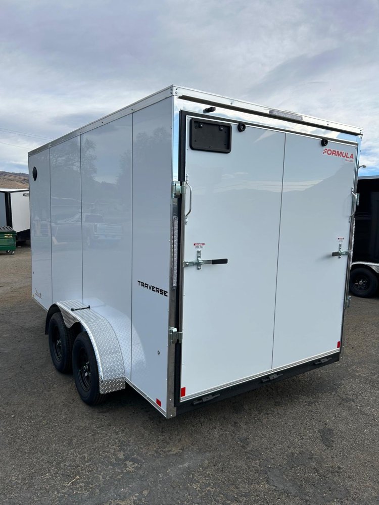 7' x 14' Formula Traverse Enclosed Cargo Trailer - White Composite