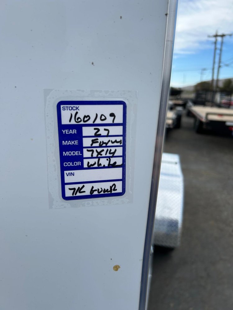 7' x 14' Formula Traverse Enclosed Cargo Trailer - White Composite