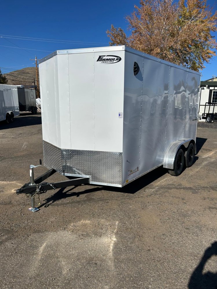 7x16 Formula Traverse Flat Top V-Nose Enclosed Trailer - White | D1 Trailers Carson City, NV