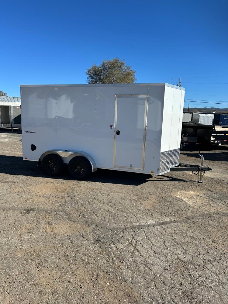 7x16 Formula Traverse Flat Top V-Nose Enclosed Trailer - White | D1 Trailers Carson City, NV