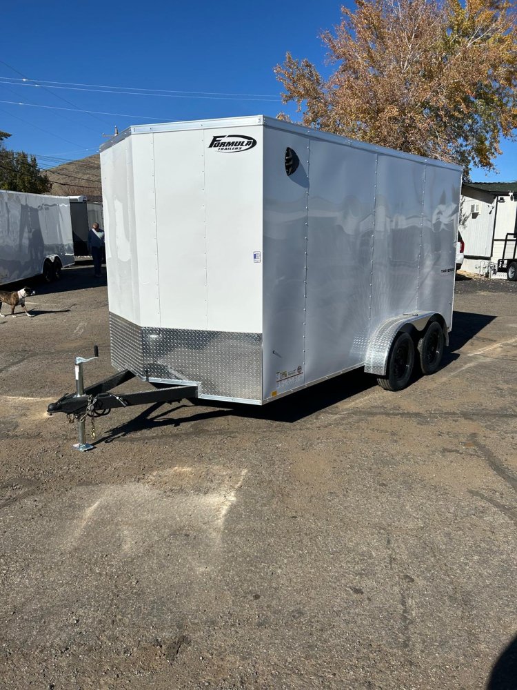 7x16 Formula Traverse Flat Top V-Nose Enclosed Trailer - White | D1 Trailers Carson City, NV