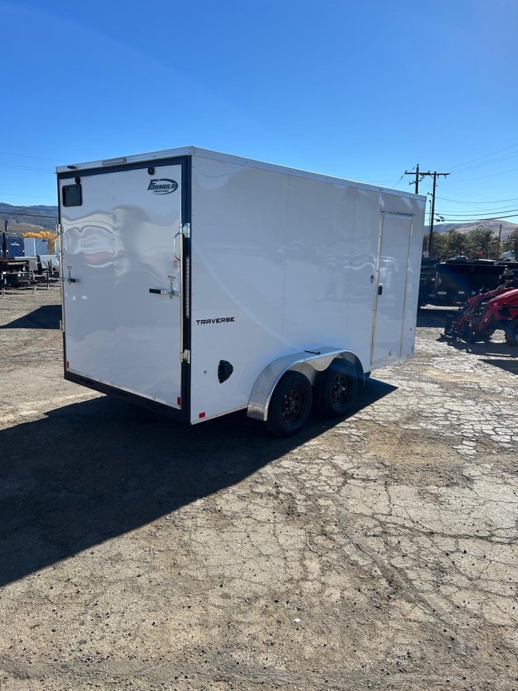 7x16 Formula Traverse Flat Top V-Nose Enclosed Trailer - White | D1 Trailers Carson City, NV