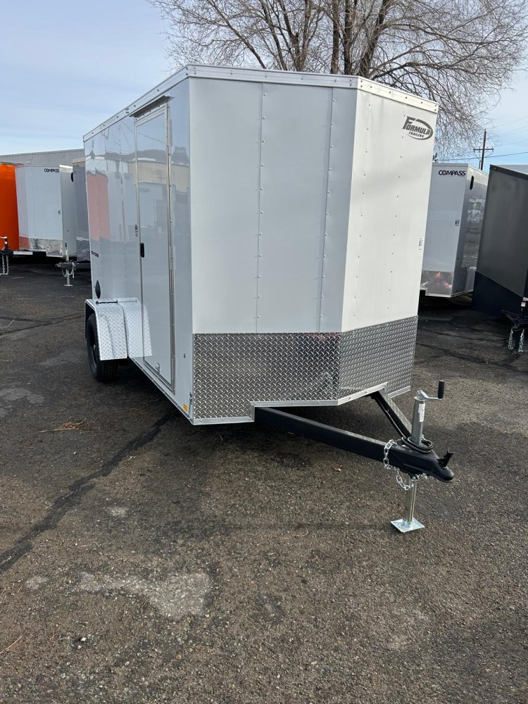 6x12 Traverse Flat Top V-Nose Enclosed Cargo Trailer - White - 3K GVWR | For Sale in Carson City, NV