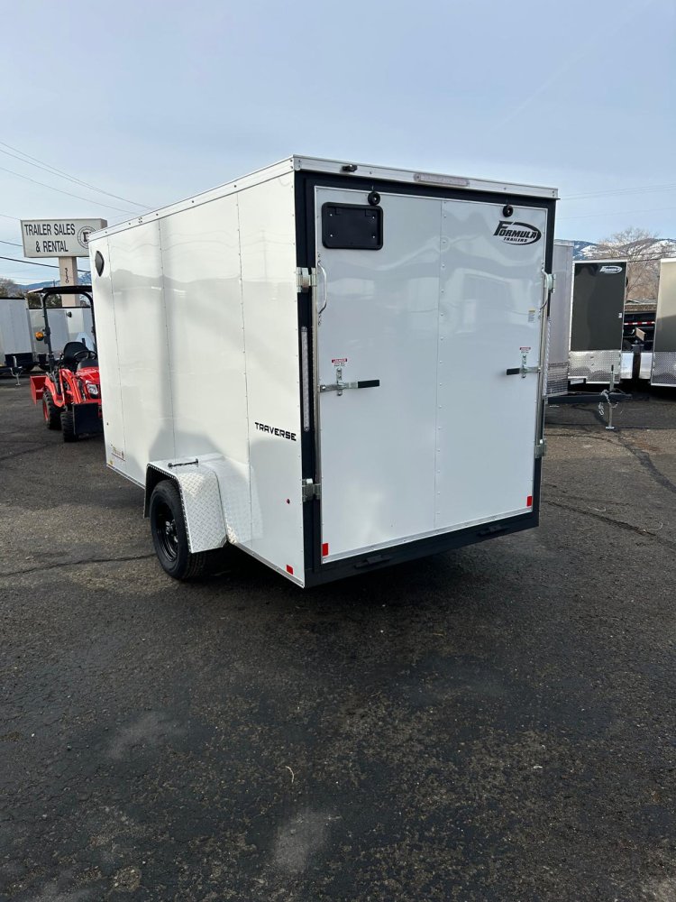6x12 Traverse Flat Top V-Nose Enclosed Cargo Trailer - White - 3K GVWR | For Sale in Carson City, NV