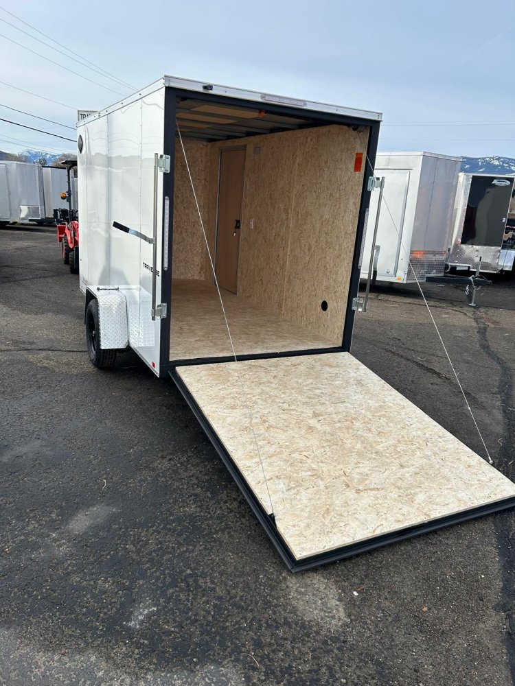 6x12 Traverse Flat Top V-Nose Enclosed Cargo Trailer - White - 3K GVWR | For Sale in Carson City, NV